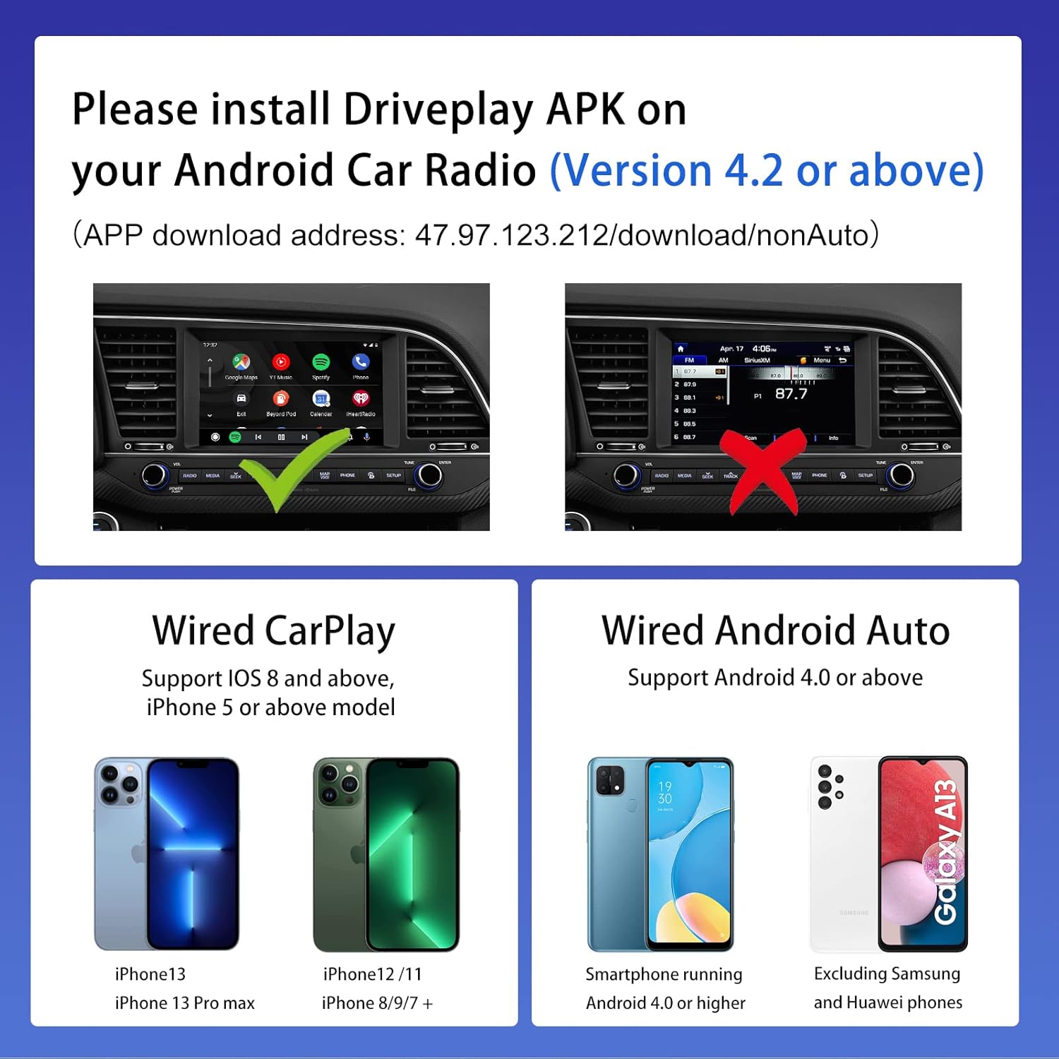 Hikity 2022 Wired CarPlay/Android Auto USB Dongle for Android Car