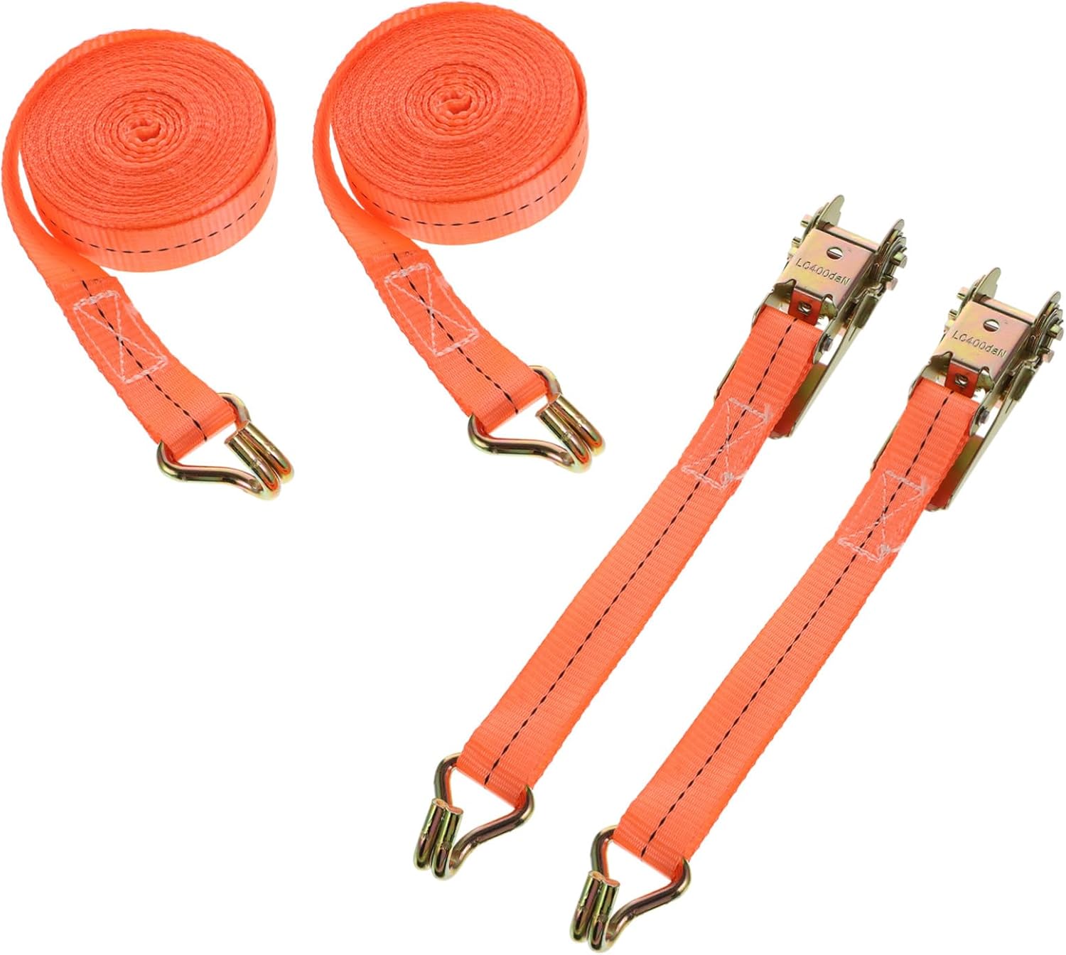 4pcs Ratchet Cargo Straps Heavy Duty Tie Down Belts with Reinforced Buckles for Truck Motorcycle Trailer Boat Transport and Secure Ultra-Heavy Loads Easy Quick Release Polyester