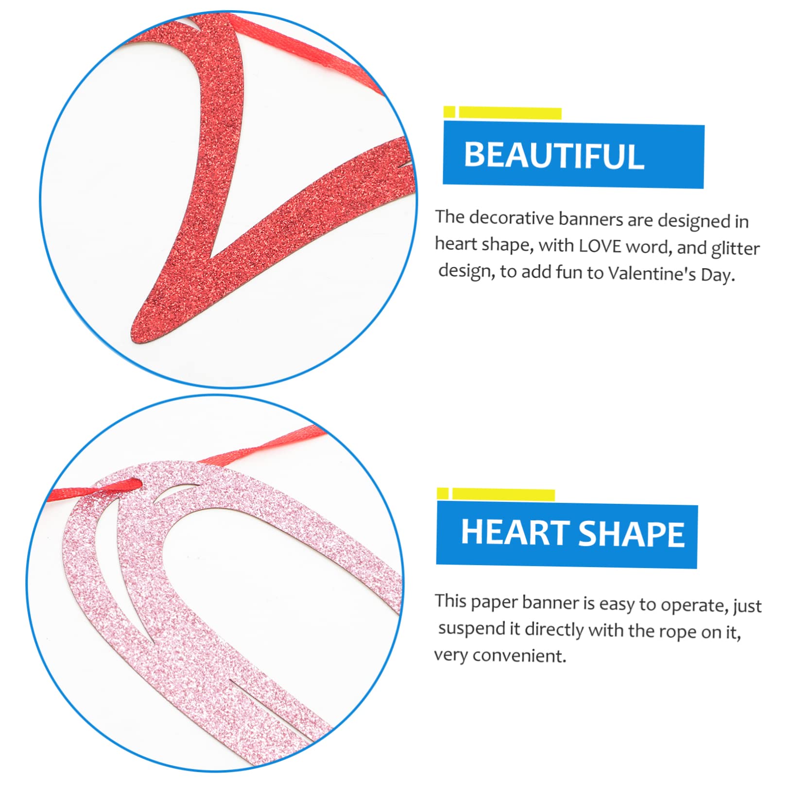 Abaodam 4 Sätze Pull-flag Zum Valentinstag Grad Dekorationen Banner Zur Silberhochzeit Hochzeitsminzbonbons Strassbandquaste Fröhliche Hochzeitsbanner Thematisiert Party Papier 2 Stück * 4