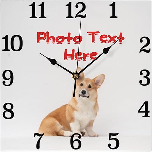 Reloj personalizado cuadrado de pared con fotos personalizables, de 8 pulgadas, decoración silenciosa sin tictac para sala de estar, cocina, baño,