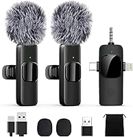 Vista 10 de Micrófono de solapa profesional inalámbrico Lavalier para iPhone, iPad, mini micrófono de grabación de video para entrevista, video, podcast, vlog