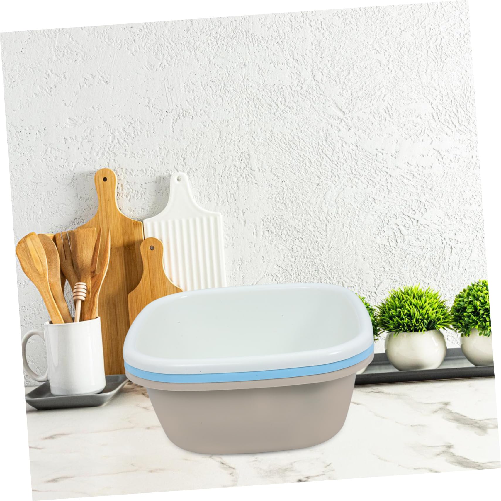 Beaupretty Lot de 3 Bassines Carrées Grand Format en Pp Épais, Bleu, Kaki et Blanc, Bac à Vaisselle pour Évier Cuisine, Lavage Vaisselle et Bassine Multifonction pour Bébé et Usage
