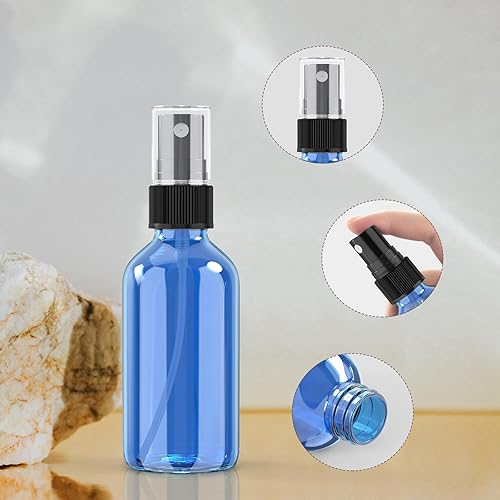 Miniatura 10 de Wedama Mini botellas de spray de 2 onzas, botellas de spray de vidrio ámbar, botellas pequeñas vacías con cuentagotas de embudo, niebla fina para
