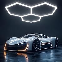 Vista 11 de Luces Hexagonales de Cochera - Luces Hexagonales Atenuables de 3 Etapas, Luz de Panal de Abeja de 6500K 17280LM para Detalles de Techo de Coche