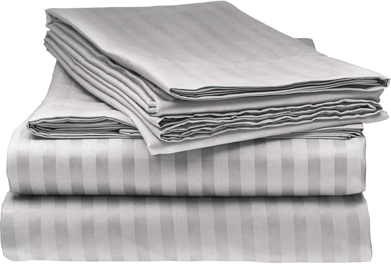 RV Camper-Sheets Set, 4 Piece Set, RV Short Queen 60X75 Inches, 15" Deep Pocket, Smooth & Soft Sateen Weave, Luxury Camper Collection Bedding, Dark Grey Stripe