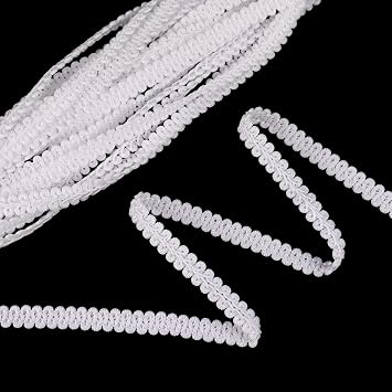 Braid Gimp Trim 1/2 Inch Braided Cord Scalloped Edge Braid Rick Rack Trim for Sewing, Pillows, Home Curtain 9 Yards, White
