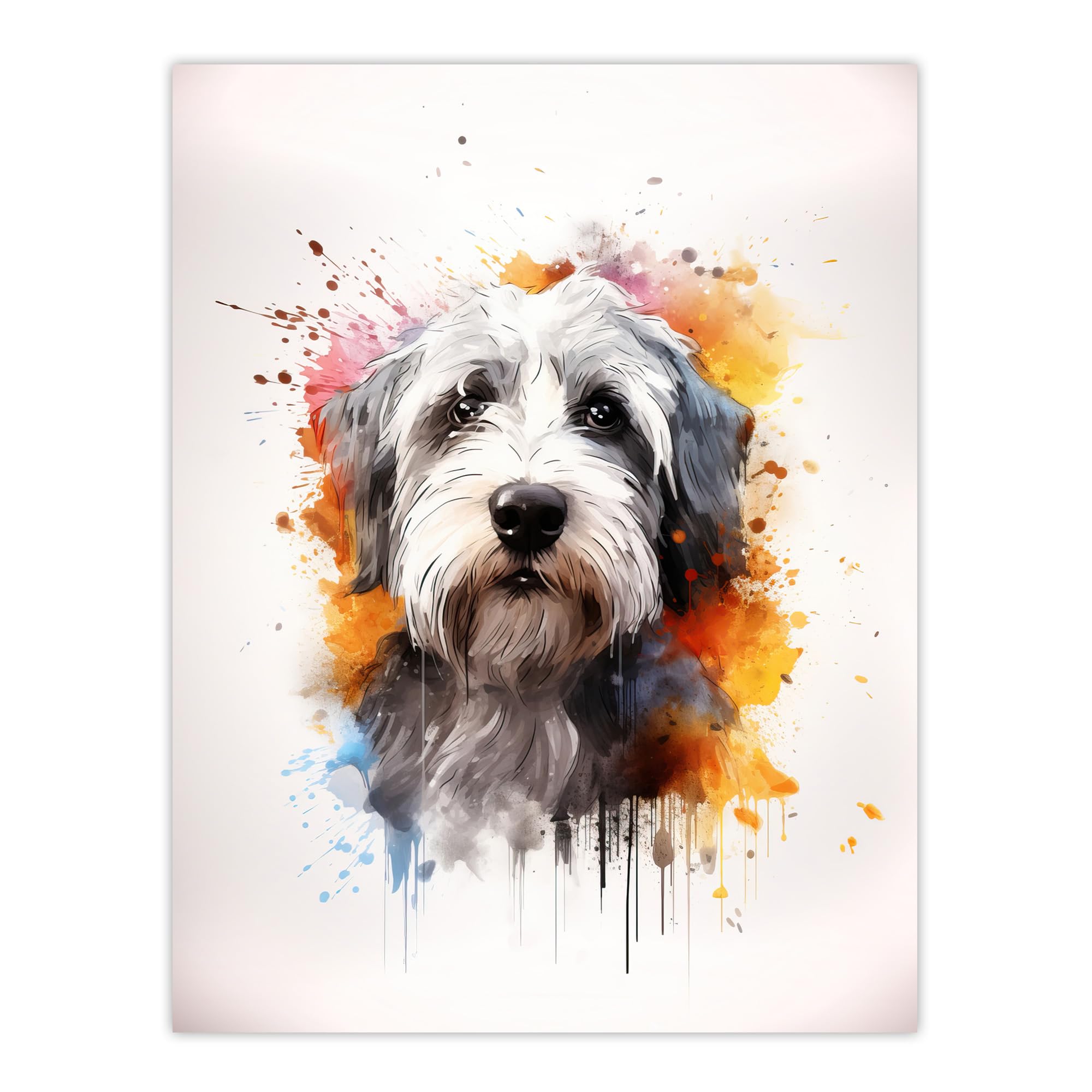 Artery8 Old English Sheep Dog Lovers Gift Watercolour Pet Portrait Painting Artwork Extra Large XL Wall Art Poster Print