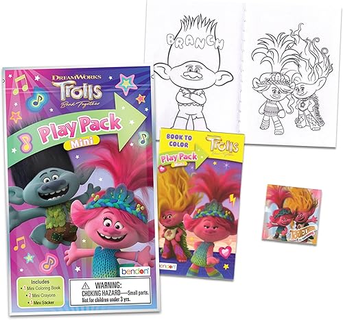 Miniatura 2 de Dreamworks Trolls - Juego de mini recuerdos de fiesta para niños, paquete con 24 mini trolls Grab n Go Play con páginas para colorear y más (Trolls