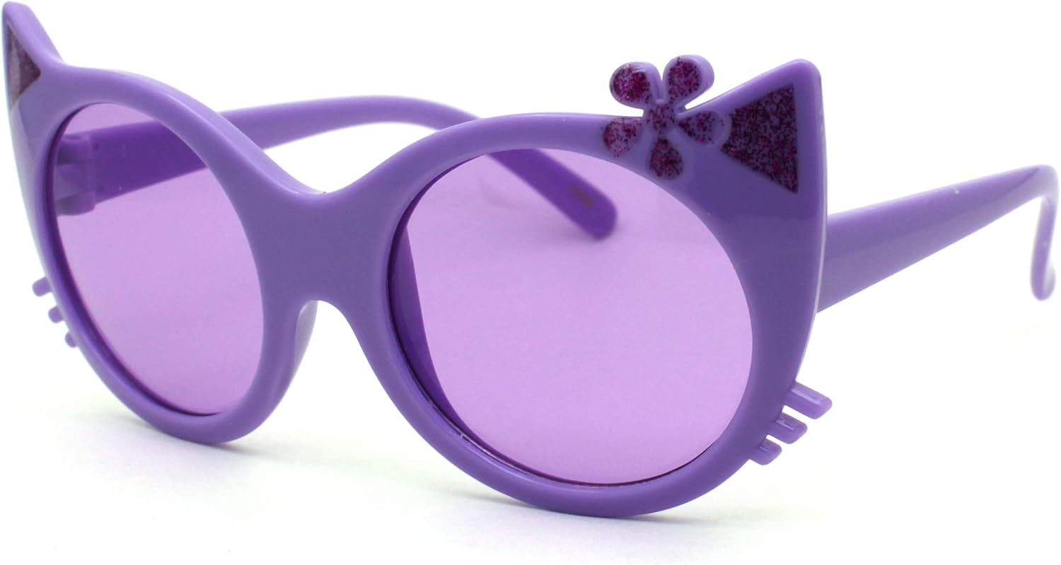 Girls Kitty Cat Ear Whisker Flower Cat Eye Sunglasses