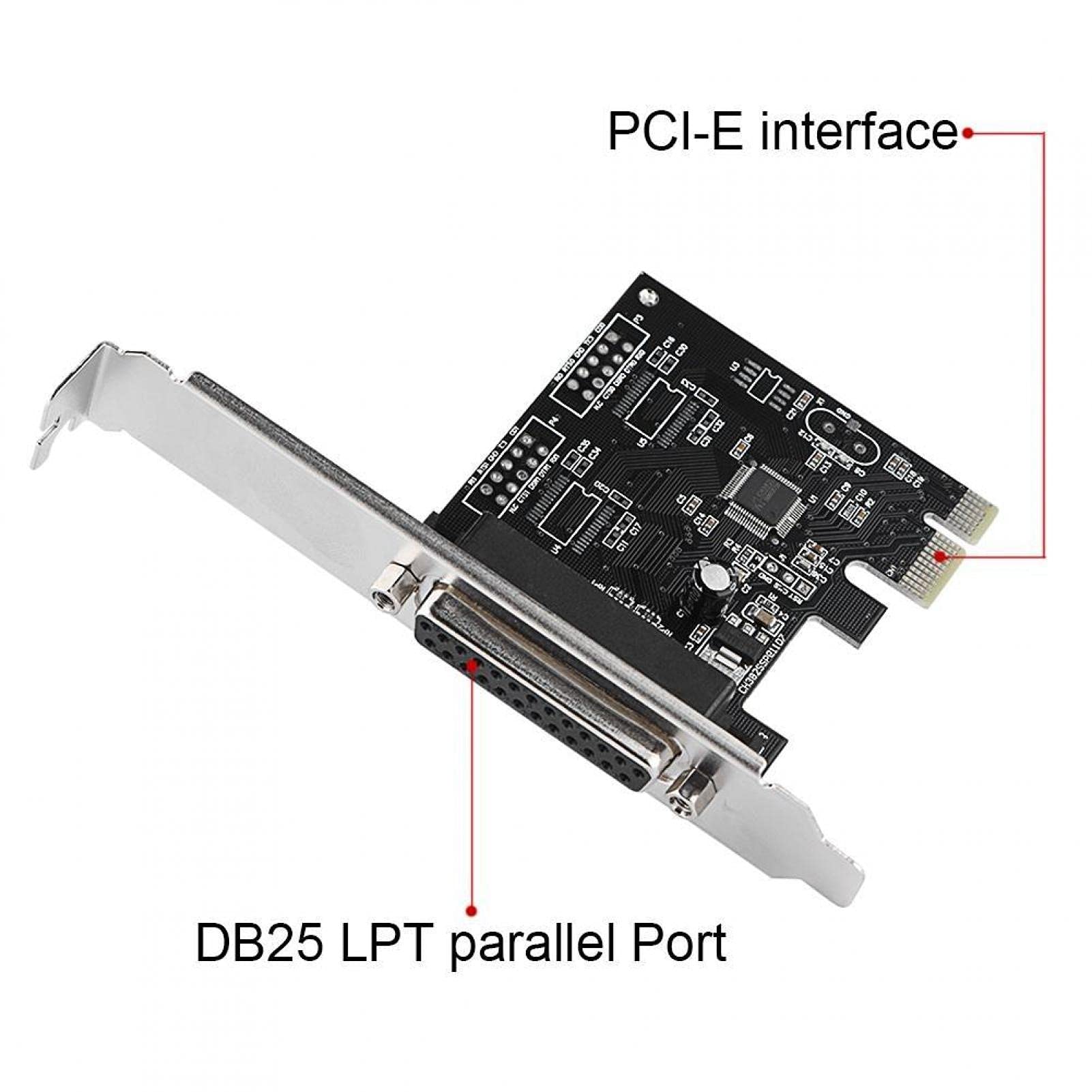 Adaptateur PCI-E parallèle DB25, Adaptateur de Carte de Conversion PCI-E Express vers Port parallèle DB25 LPT pour imprimantes, programmeurs, scanners, etc.