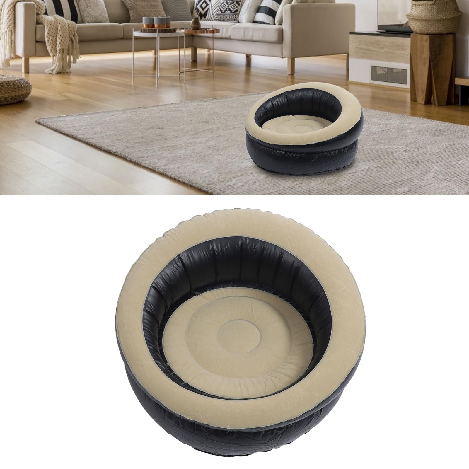 Sorandy Inflatable Couch, Inflatable Lounge Chair, Inflatable Sofa Chair with PVC Flocking Portable Ergonomic Blow up Chair for Living Room Bedroom Outdoor Travel Camping Gaming Lunch, Brown