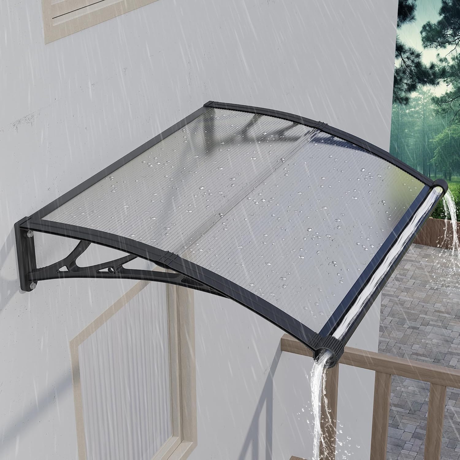 Auvent de porte d'extérieur élégant et durable en polycarbonate de qualité