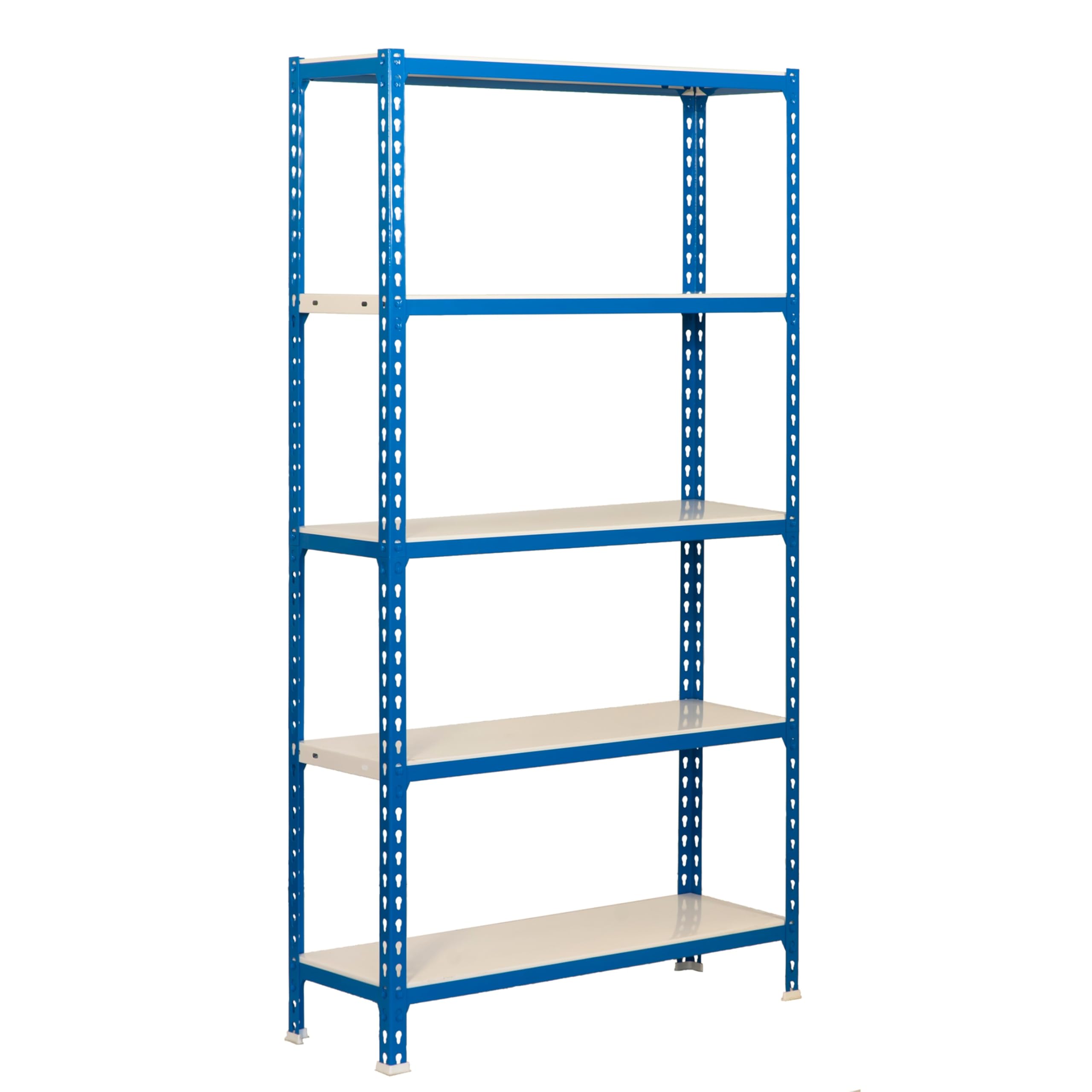 SimonRack Schwerlastregal, Lagerregal, 200x100x30 cm, Metallregal, Kellerregal, Biegestelle 180 kg, 5 Fachböden, Blau/Weiss - Simonclick
