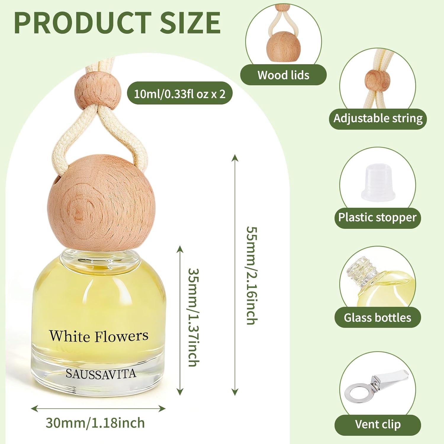 Car Air Freshener Diffuser 2 Pack Hanging Air Freshener Diffuser - White Flower Scent Car Fresheners Long Lasting Vent Clip Automotive Air Fresheners Gifts for Women Birthday, Valentine's Day - Image 8