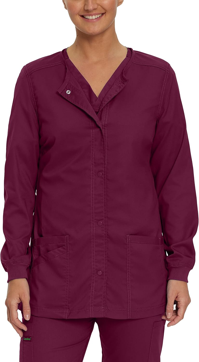 Landau Proflex Tailored Fit 3-Pocket Snap-Front Scrub Jacket for Women 3038