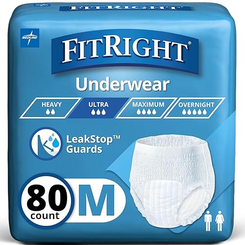 FitRight Ultra Unisex Adult Protective Underwear, Medium Size for Waist