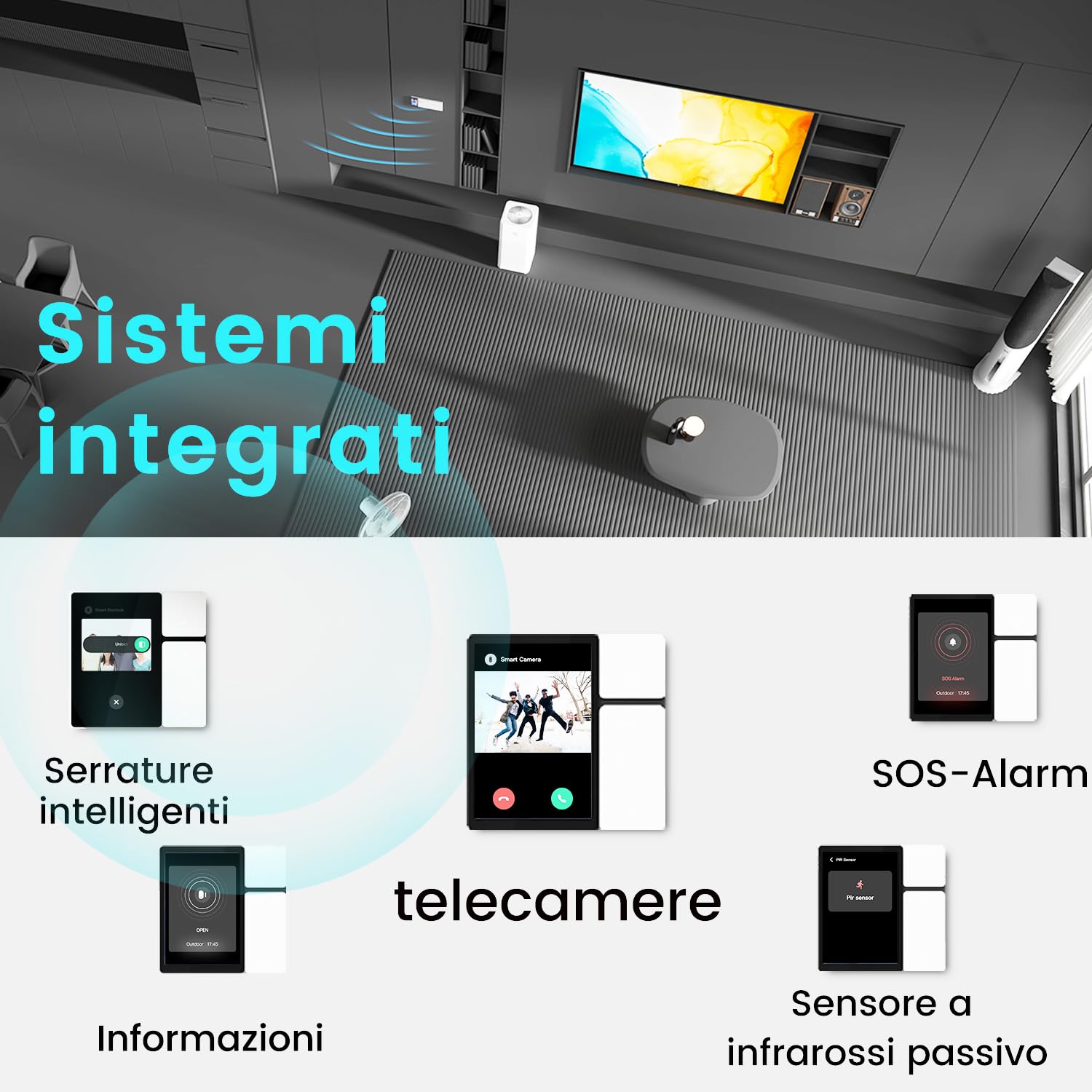 TONGOU Smart Home Pannello Controllo,3,5 pollici, Connessione WLAN, BLE Mesh Hub,IR, App Smart Life/Tuya,compatibile Alexa,tre tasti fisici,tre canali di relé