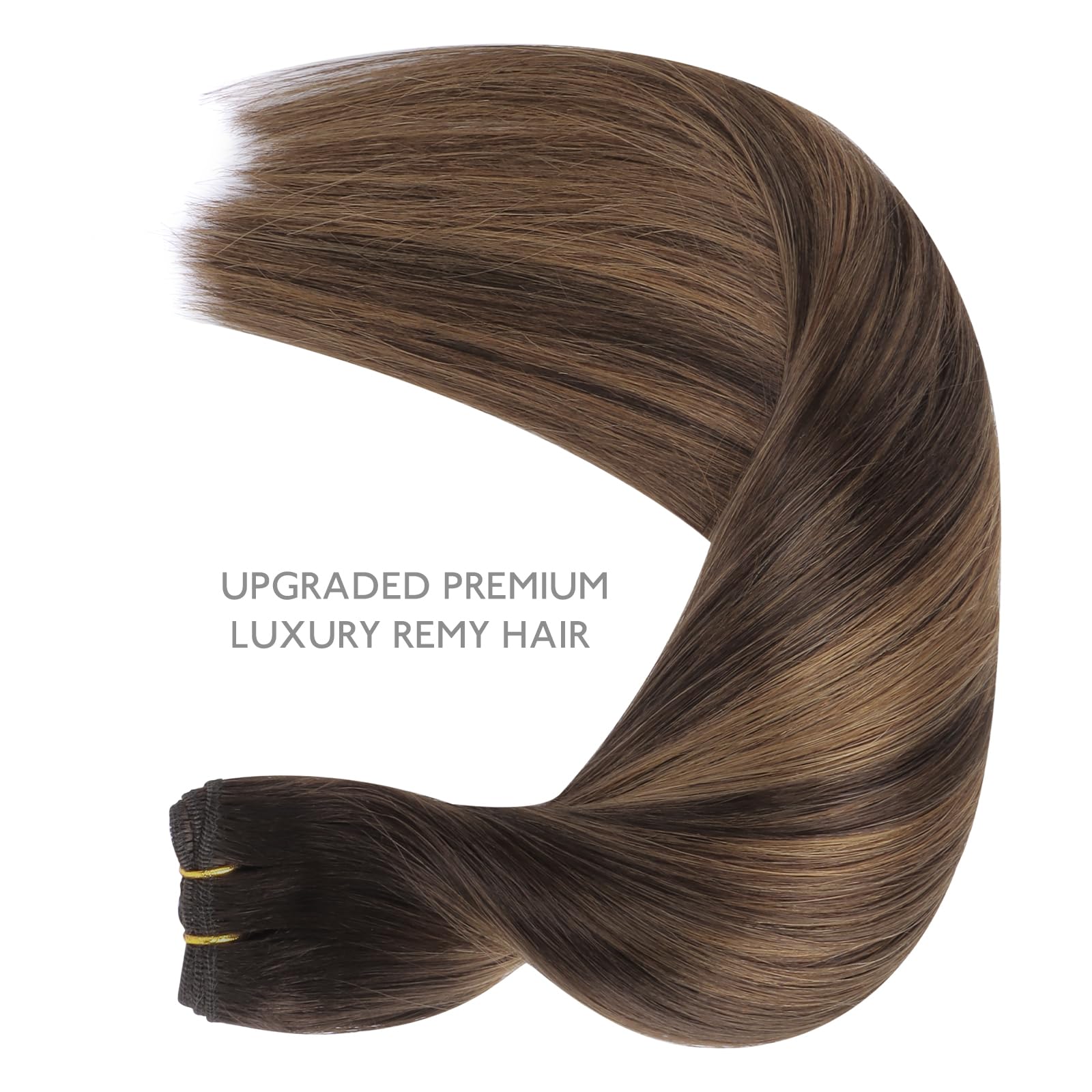 WENNALIFE Tressen Extensions Echthaar, 45cm 90g Dunkel Braun Tressen Echthaar zum Einnähen Echthaar Extensions Tressen Remy Haar Weft Echthaar Tressen Haarverlängerung Echthaar Sew In Hair Extensions | Haarverlängerung, 45,7 cm, 90 g, Balayage, Dunkelbrau