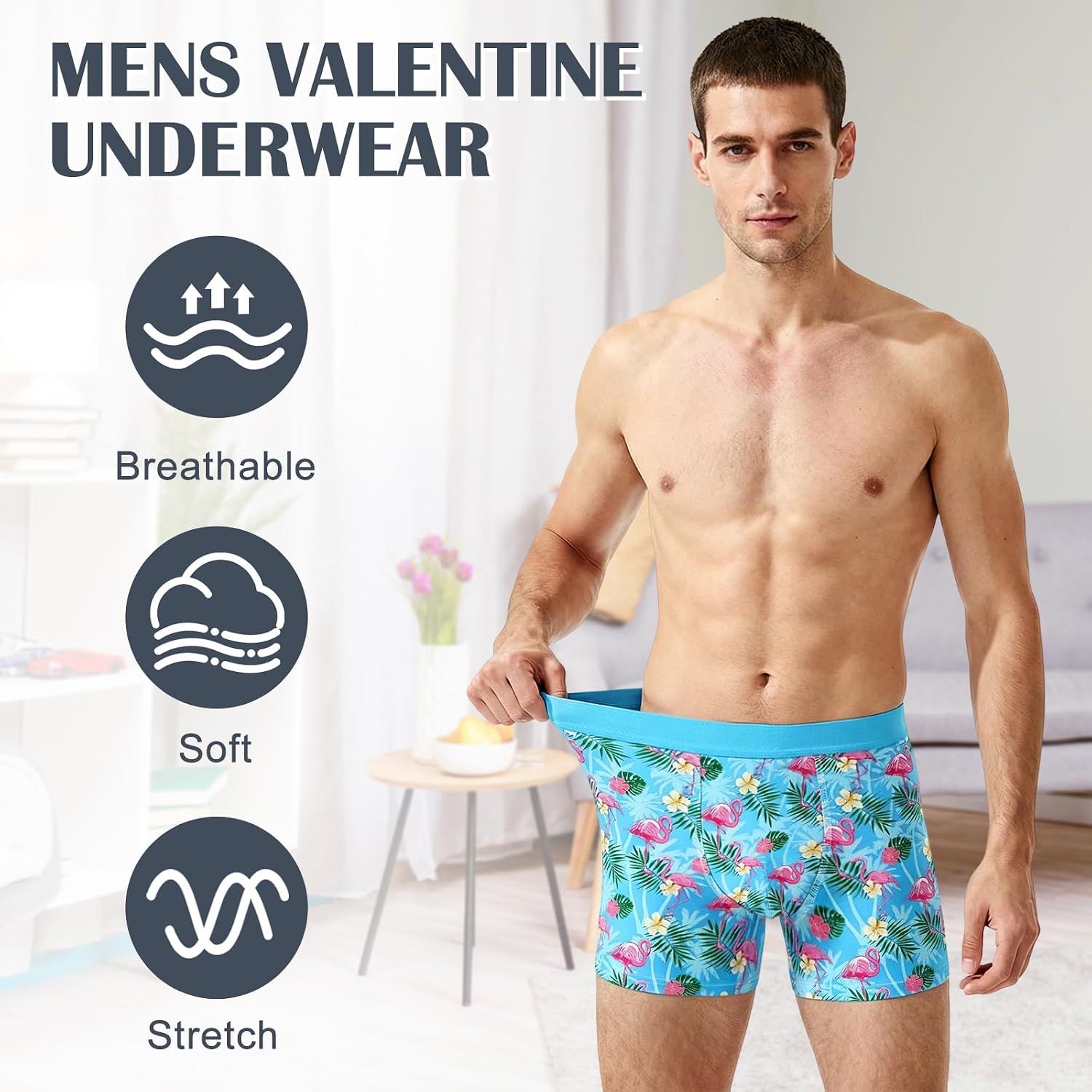 Mens Boxer Briefs Funny Novelty Print Underwear for Men Soft Comfortable Underpants with Pouch M-2XL