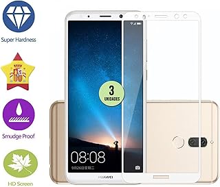 3 UNIDADES DE PROTECTORES DE PANTALLA PREMIUM 3D CRISTAL VIDRIO TEMPLADO 9H PARA HUAWEI MATE 10 LITE BLANCO COBERTURA COMPLETA