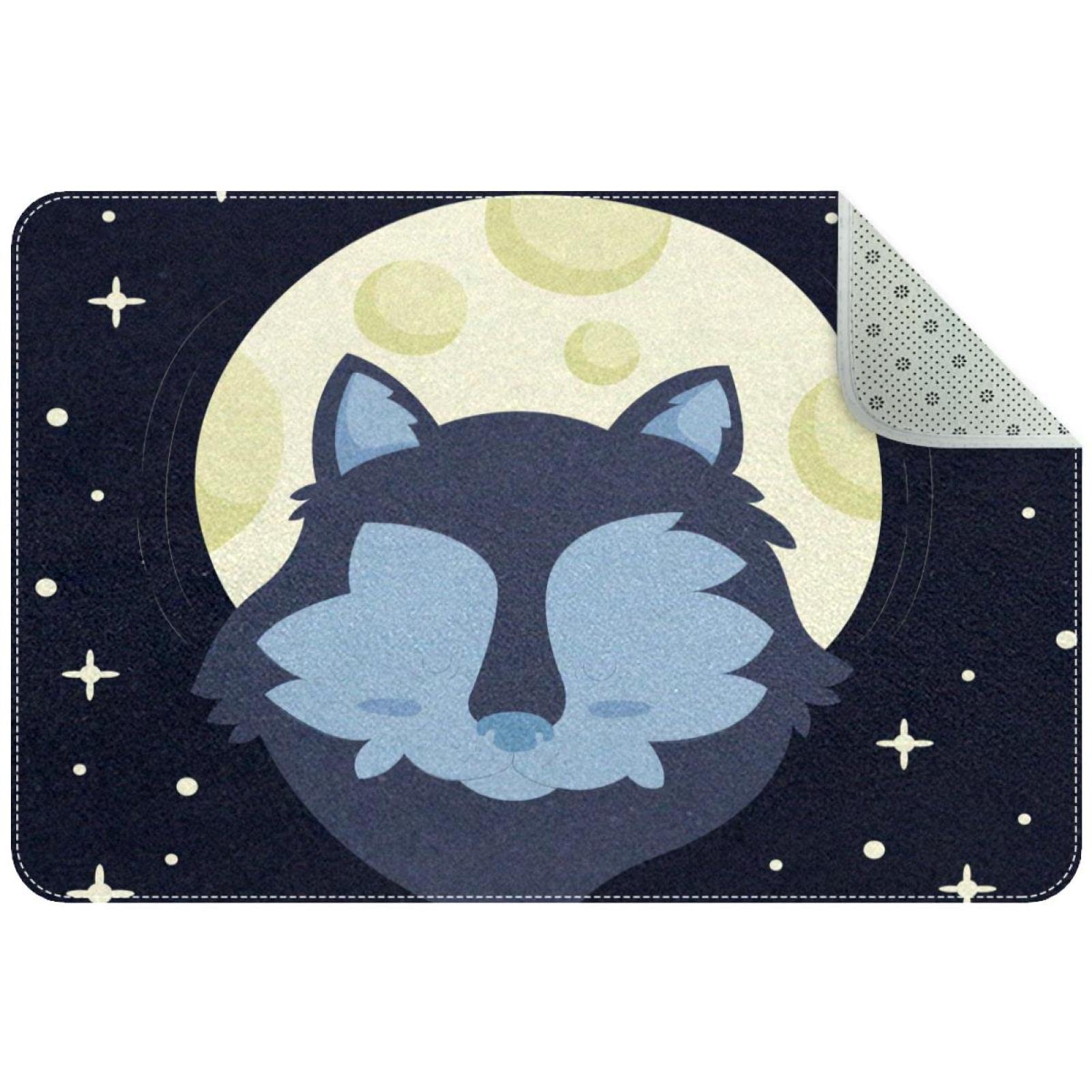 Paillasson mignon loup galaxie lune pour couloir et porte d'entrée