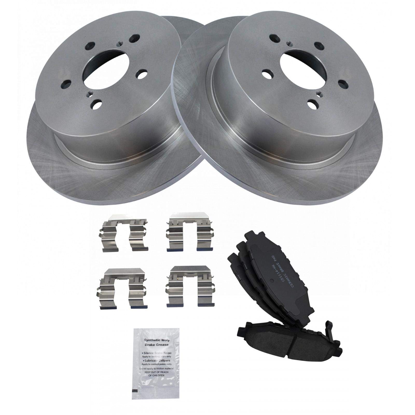 TRQ Rear Brake Pad & Rotor Kit Brake Pads Brake Rotor Ceramic Compatible with 2005-2009 Subaru Legacy Outback