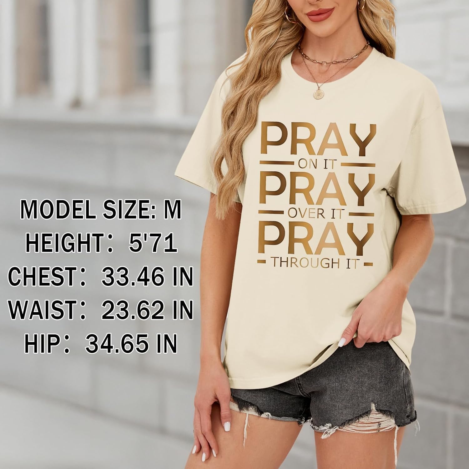 Tuislay Christian Shirts for Women Pray On It Pray Over It Pray Through It T Shirt Faith Graphic Tees Jesus Religious Tshirts - Image 5