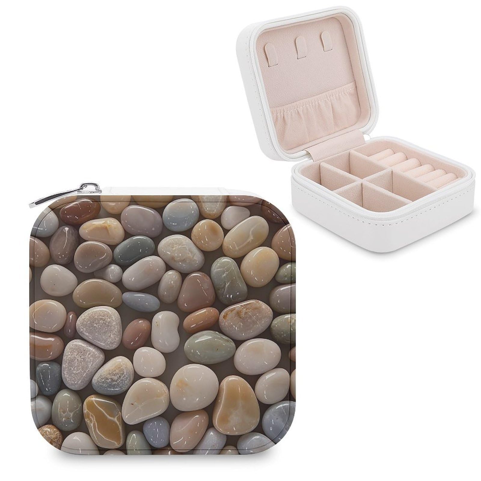 FekiLoot Petoskey Stone Jewelry Case Personalized Leather Jewelry Box Mini Travel Jewelry Case Small Portable Jewelry Organizer for Ring Earrings Necklace Bracelet