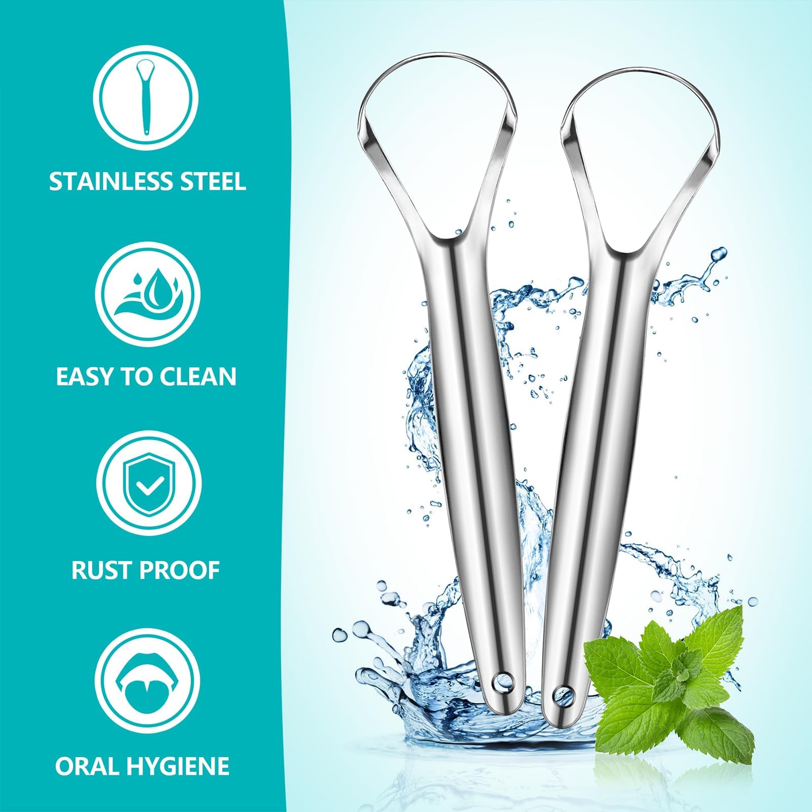 CARTZILLA EZ Cozy 2 Pack Tongue Scraper, Reduce Bad Breath, Stainless Steel Tongue Scraper for Adults and Kids, Metal Tongue Cleaner for Oral Care and Fresher Breath, Easy to Use Tongue Scraper 4