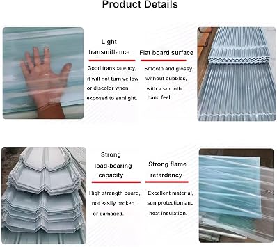 1.5mm Clear Roof Sheet,Corrugated Roofing Sheets,Roofing Tiles,Sunroom Daylighting Panels,FRP Daylighting Plate,Replacement Shed Panel,1/2/3/5/6/8/10/12/15 Pcs,for Garage (35x20in,2 Pcs)