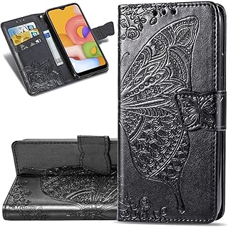 COTDINFOR Compatible with Motorola Moto G Pure Wallet Case Leather with Card Holder and Stand for Women Flip Case Embossed Butterfly Shockproof Case for Moto G Pure SD Butterfly Black