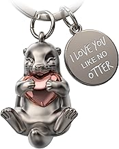 FABACH Porte-clés loutre Otty avec cœur - Porte-bonheur loutre - Cadeau pour petite amie - Cadeau pour couple - Anniversaire - Gravure « I love you like no otter »