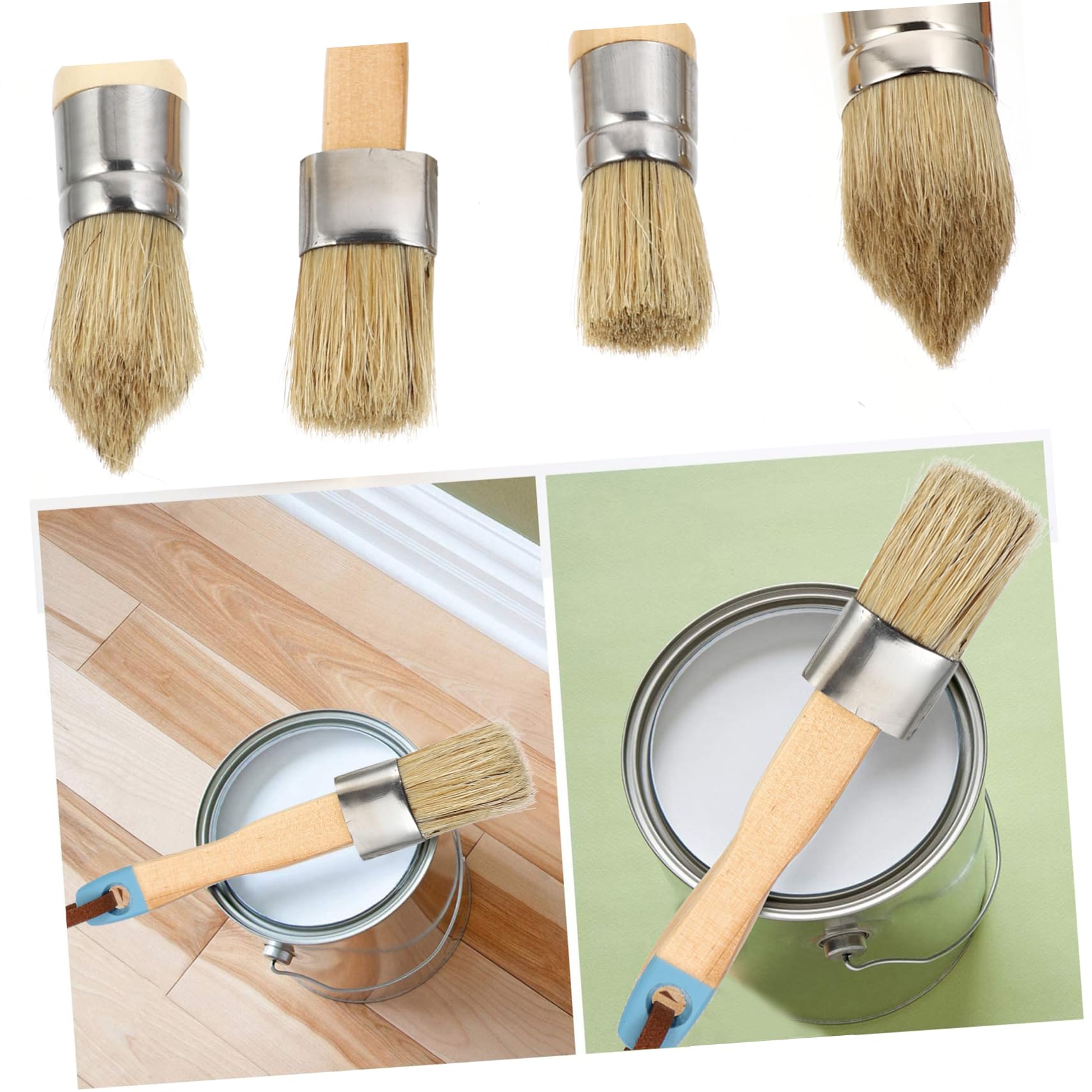 VILLCASE Juego de 4 Pinceles para Pintura Acrílica y Barnices Mango de Madera y Cerdas Suaves para Decoración y Proyectos Artísticos