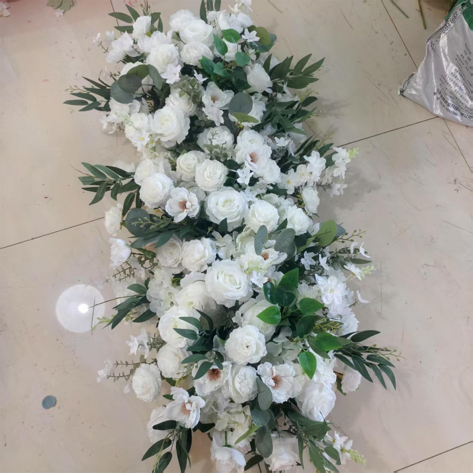 Lucky flower Mehrere Farben Rose Hortensie Grün Pflanzen Blume Reihe Läufer Künstliche Große Blume Ball Hochzeit Hintergrund Dekor Floral Wand Party Requisiten (22,60 * 40cm)