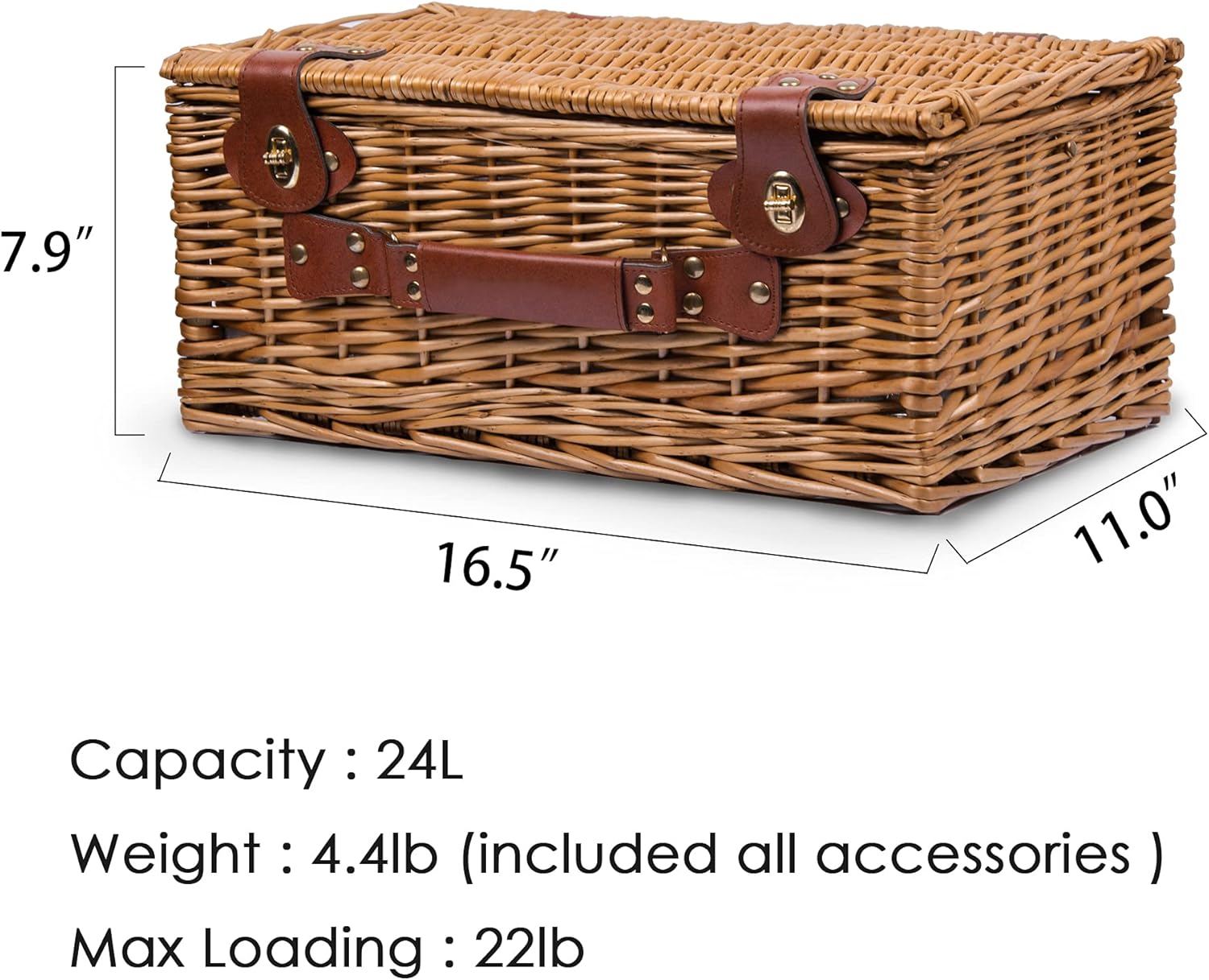 Picnic Basket for 2 Wicker Picknick Basket Set with Insulated Cooler for Outing Camping,Blue Gingham : Patio, Lawn & Garden