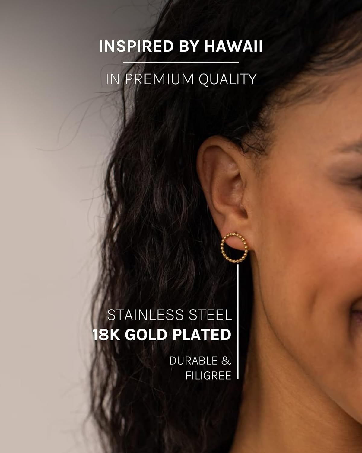 PURELEI Hoop Earrings - Women's Stainless Steel Waterproof Hoops - 0.59 inch Diameter - Fashion Jewelry