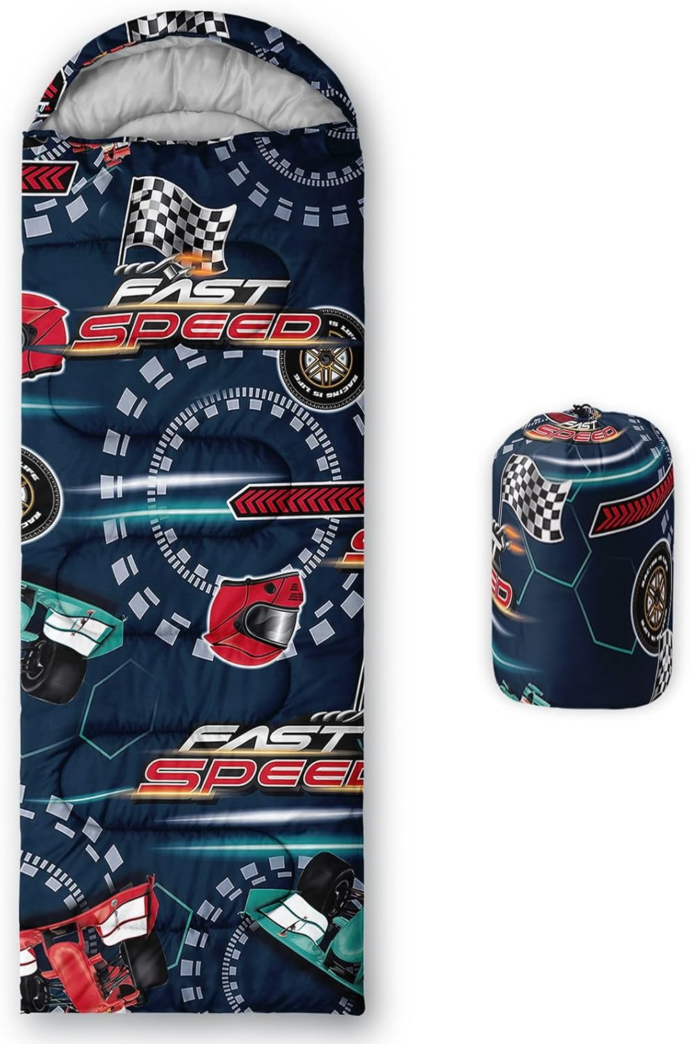 Kids Sleeping Bag for Boys Girls,Cartoon Football Print-Lightweight Warm Portable Outdoor Indoor-Waterproof Cold Weather Resistant Sleeping Bag for Camping Hiking