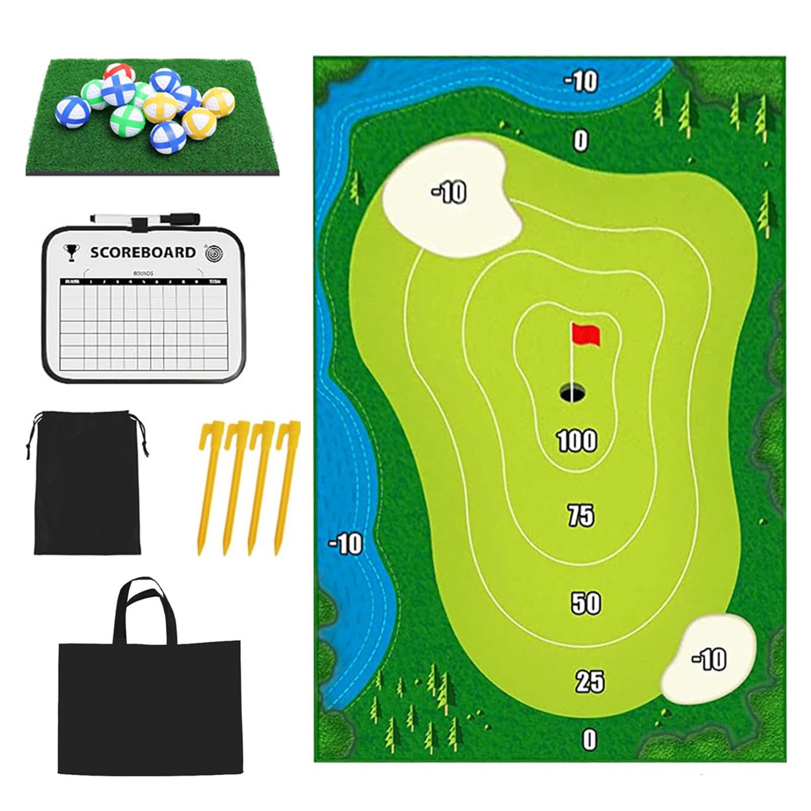 Sticky Golf Game for Kids & Adults - Indoor Outdoor Battle Golf Practice Training Mat, Chip It Golf Chipping Games, Toss Game Toys for Boy Girl Men Women Family Office Gift for Party Christmas