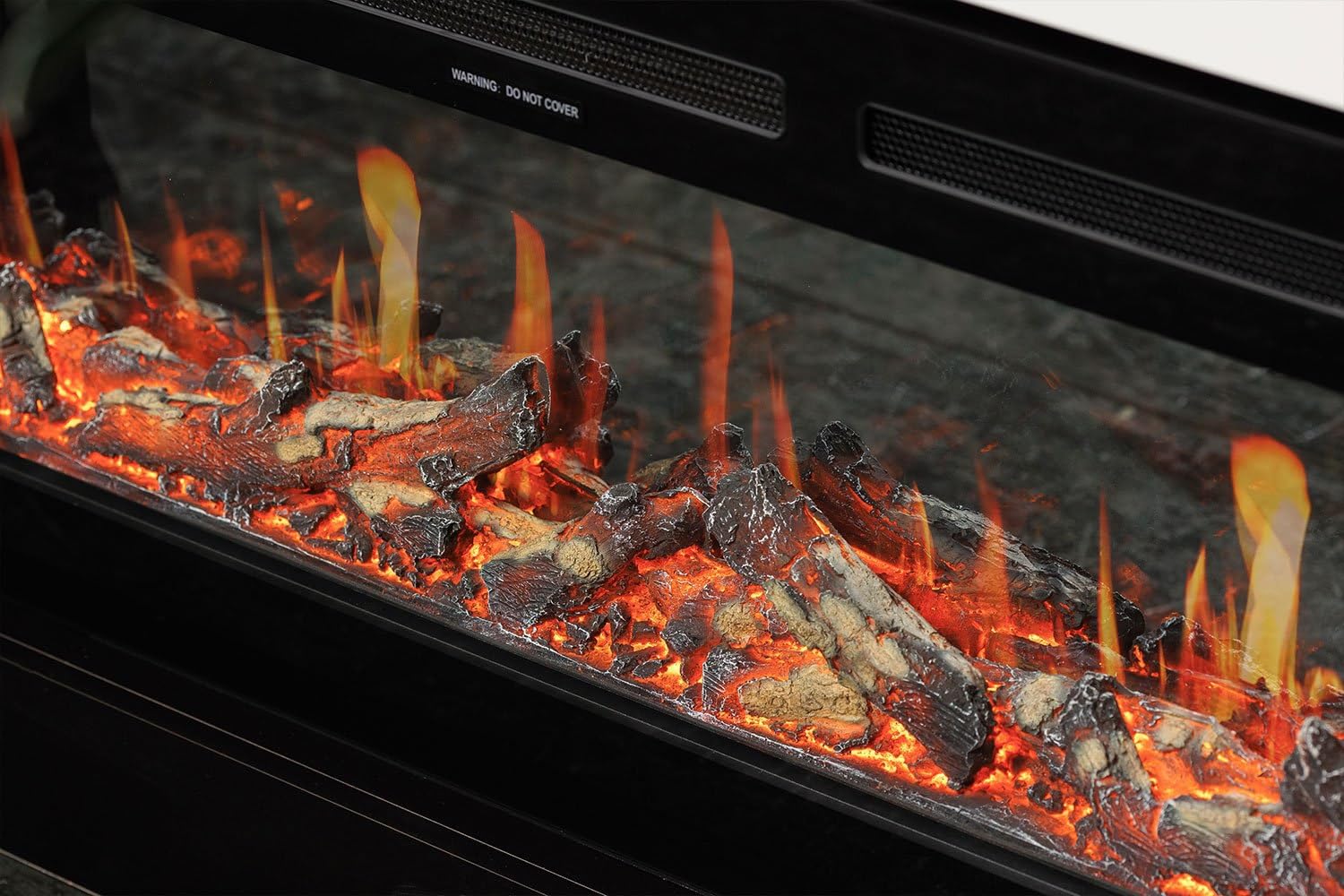 V-Art, camino elettrico da parete con schermo LCD, effetto fiamma realistico, 5 colori, stufa con tecnologia di visualizzazione delle fiamme 5D (127 cm)