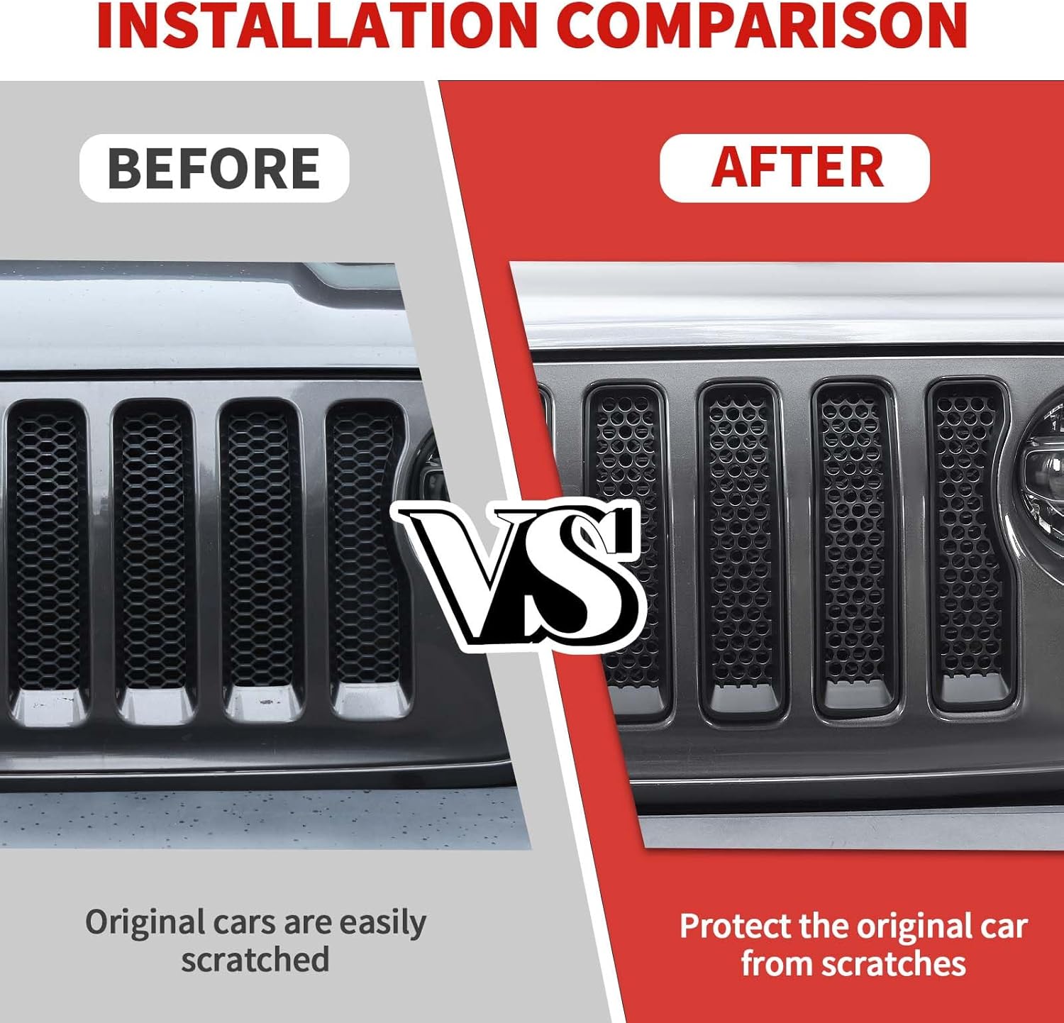 7PCS Mesh Grille Inserts Fit for Jeep Wrangler JL Sport/Sport S 2018-2024 (Matte Black)