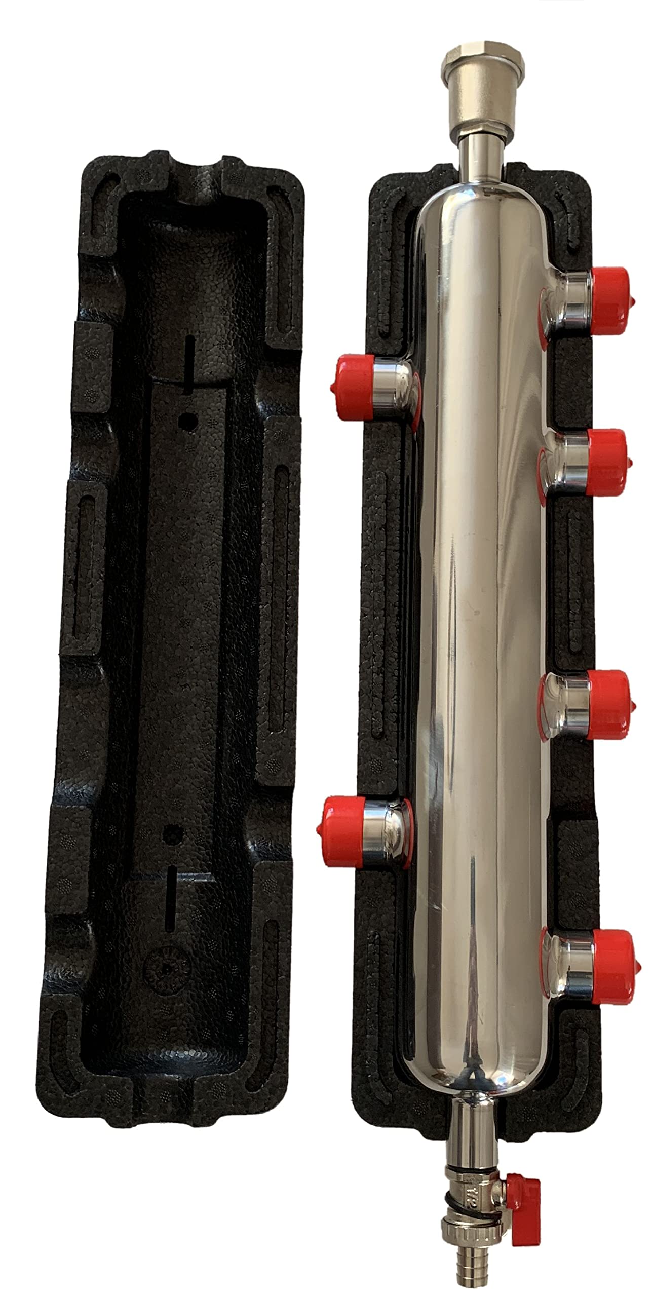Separatore Idraulico 6x1 Pollice GZ 2x1/2 Pollice GW Acciaio Inox 10 Bar Accoppiamento Valvola Di Spurgo Scarico Corpo Di Accoppiamento Per impianto Di Riscaldamento