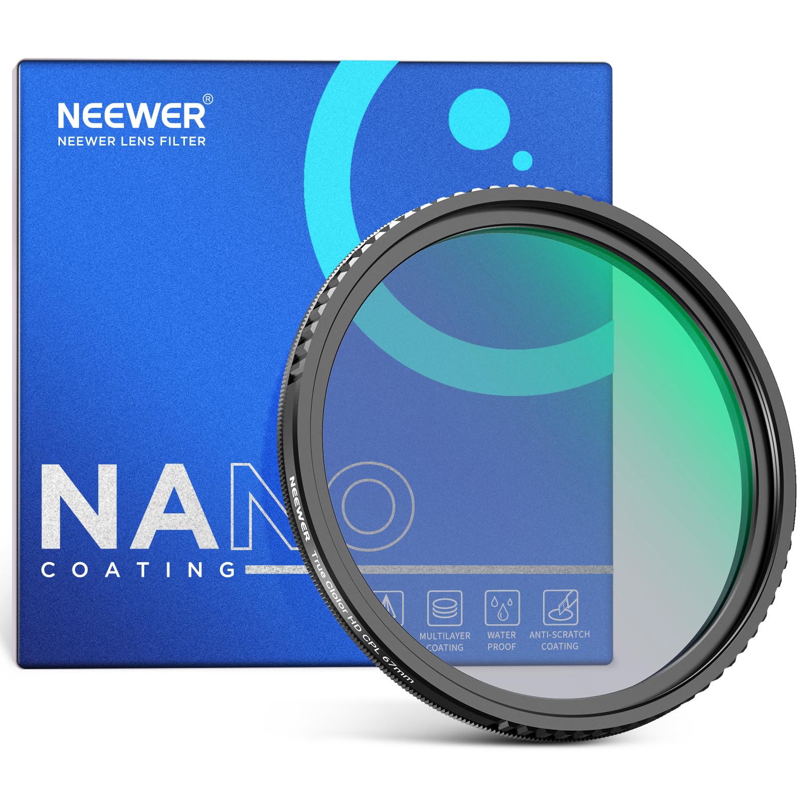 NEEWER 67mm True Colors CPL Filtro Filter con Tope Rotación Limitado, Filtro Polarizador Polarizer Circular HD Ajustable Ultrafino Multicapa Objetivos Cámaras Digitales Accesorios Fotografía