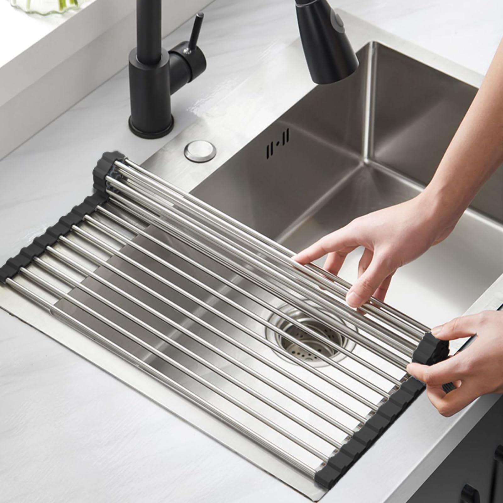 Escurridor De Platos Enrollable De Acero Inoxidable 45 X 40 | Meses Sin