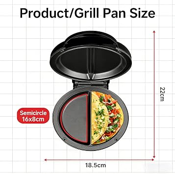 Dual-Zone Electric Omelette Maker Nonstick 6.3 Dual Individual Pans with Indicator Lights Anti-Slip Base Anti-Scald Handle Quick, No-Flipping