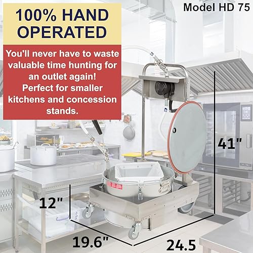 Vista 3 de MirOil Máquina de filtro de aceite para freidora 75HD con carrito de descartar y bomba manual, sistema de filtración para freidora para catering