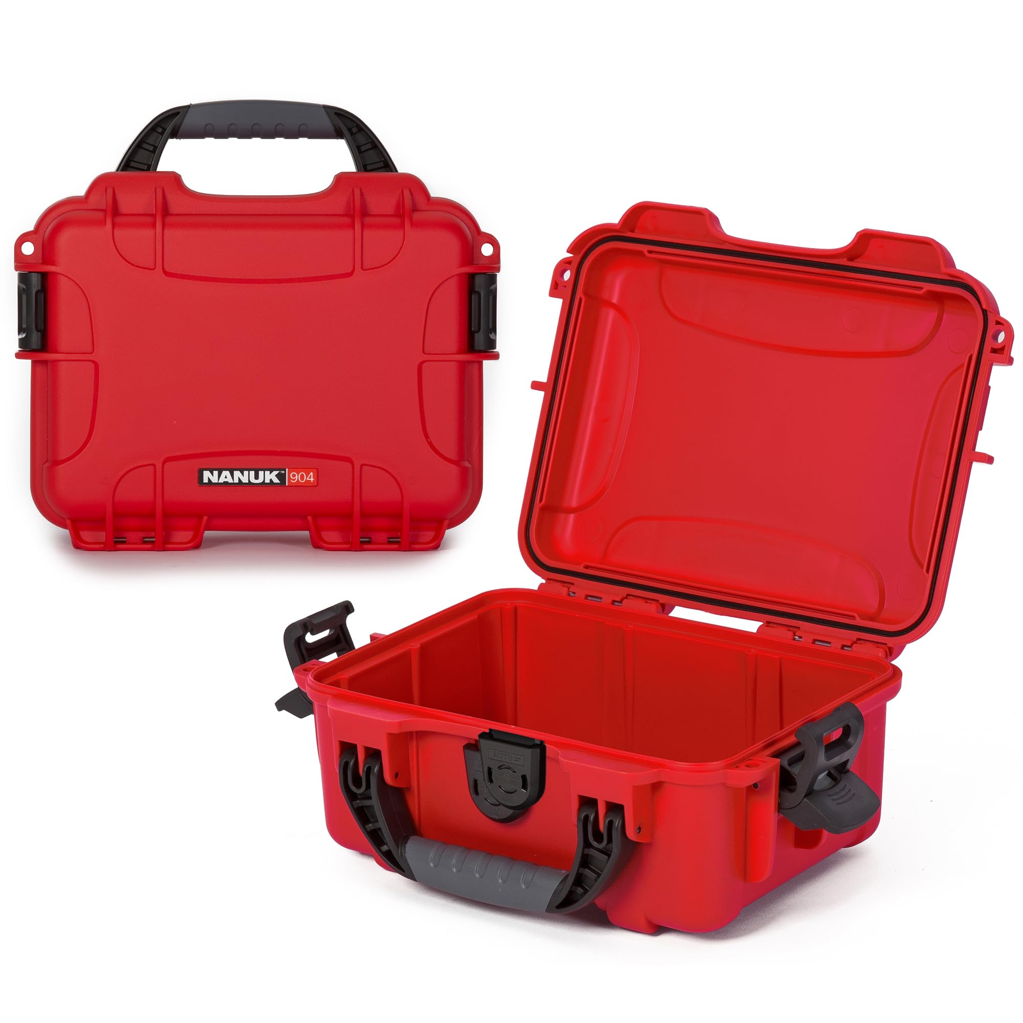 NANUK 904 Empty Hard Case – IP67 Waterproof Protective Hard-Shell Case, Impact-Resistant &amp; Dustproof Storage Case, Perfect for Travel, 10.2" x 7.9" x 4.5", Made in Canada – Red