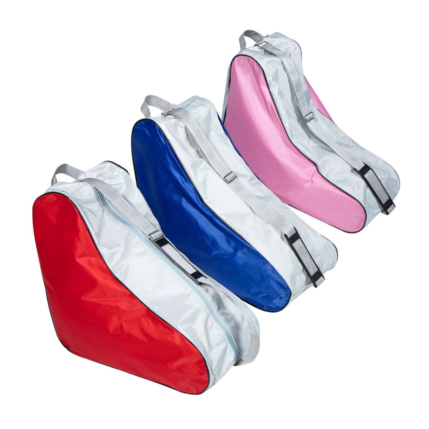 3 pièces Housse de Transport Patins à roulettes et Patins à Glace Pochette de Rangement Portable Grand Format pour Garçon Fille Rouge Bleu Rose