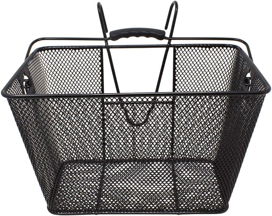 Detachable Mesh Lift-Off Front Bike Basket with Handles Black