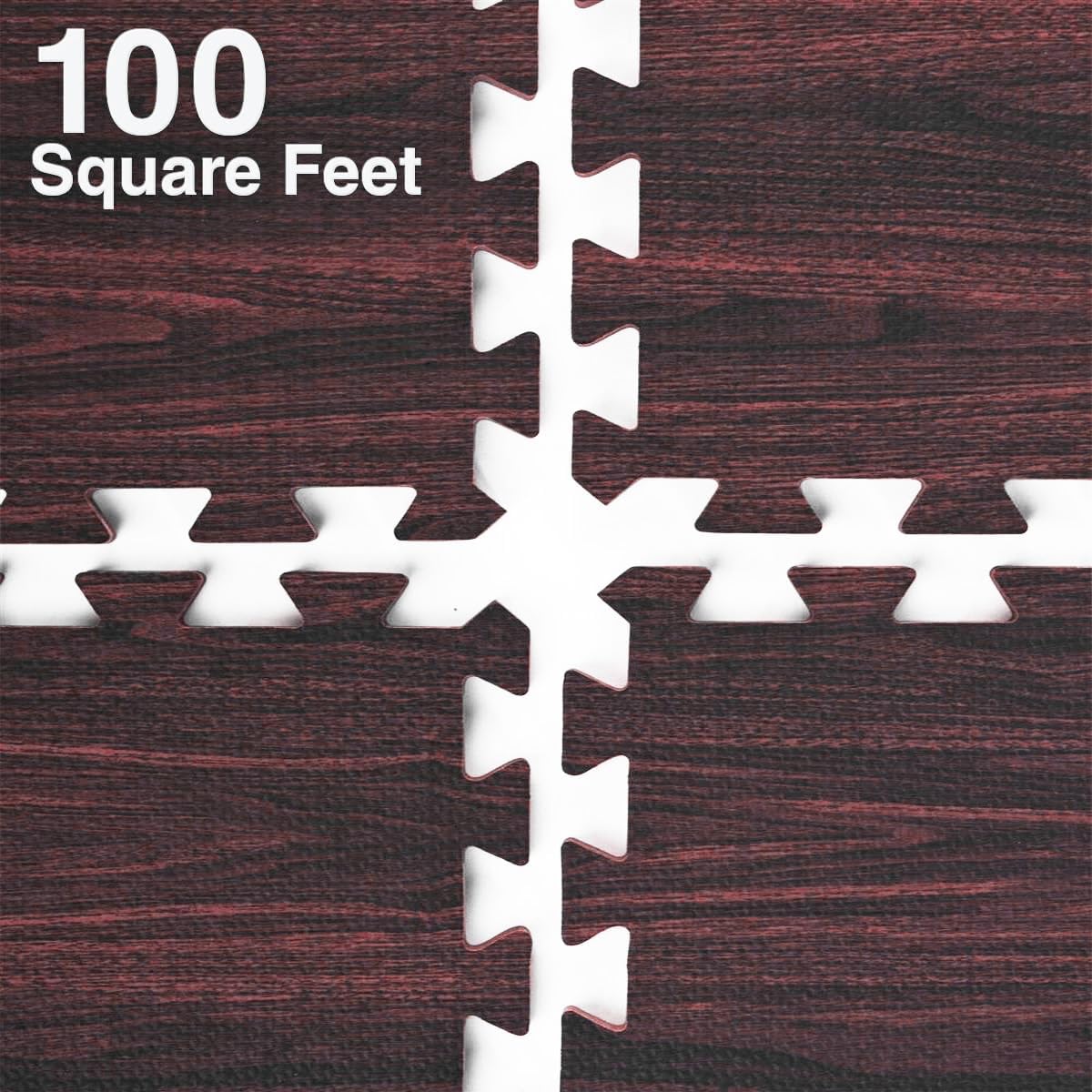 Home Aesthetics 100 Sq. Ft 3/8 Inch Thick Printed Foam Tiles Interlocking Foam Mat, Dark Wood Oak Grain Style - (24" x 24", 25 pcs), Protective Flooring for Home, Exercise or Trade Show