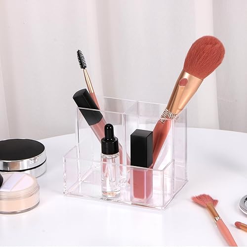 Miniatura 6 de EVELOMO Soporte acrílico para bolígrafos, paquete de 4 soportes transparentes para lápices, soporte para brochas de maquillaje para oficina,